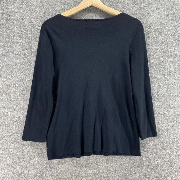 5/$45 Ruby Rd. Cardigan Women M Medium Black Floral Rhinestone Long Sleeve Knit - Picture 2 of 8